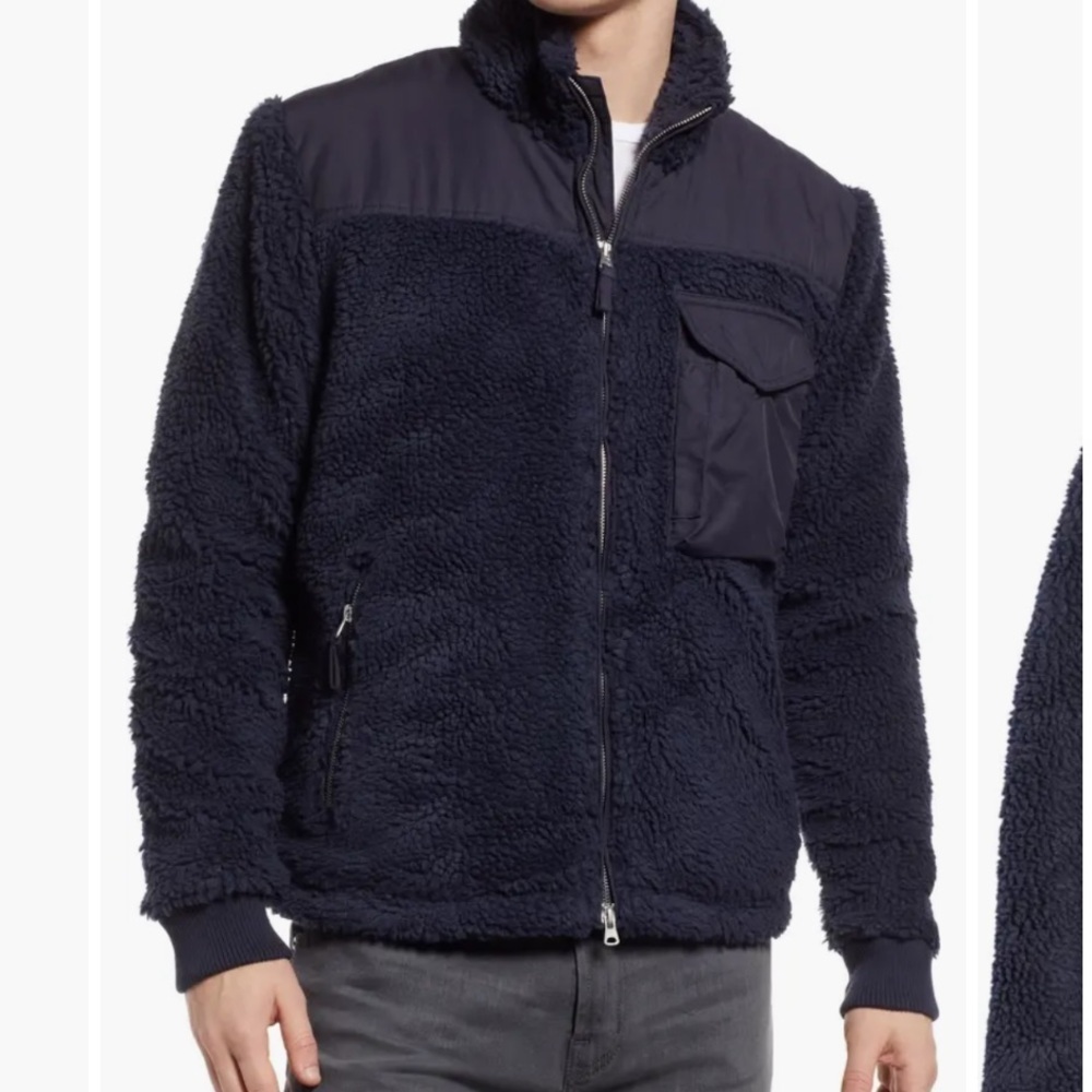 New Alex Mill fleece lined Sherpa field jacket in navy blue sz XL - Picture 4 of 14